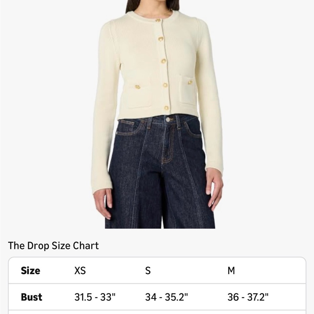 NWT ladies The Drop Bloom gold button nautical Cardigan size medium - Picture 9 of 11